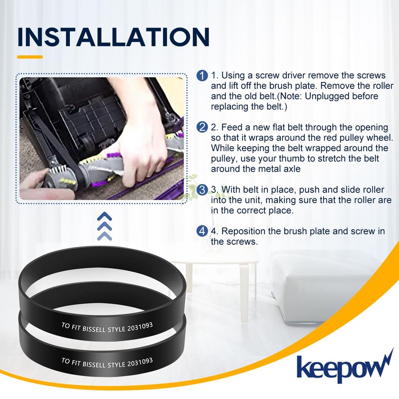 KEEPOW Vacuum Belt for Bissell PowerForce Helix Turbo Vacuum Cleaner