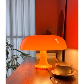 Anykonio Orange Mushroom Lamp, Mid Century Modern Table Lamp for Bedroom, Aesthetic Mushroom Decor Bedside Small Lamps, 2700K(Bulb Replaceable, Bulb Included, Plug Powered)