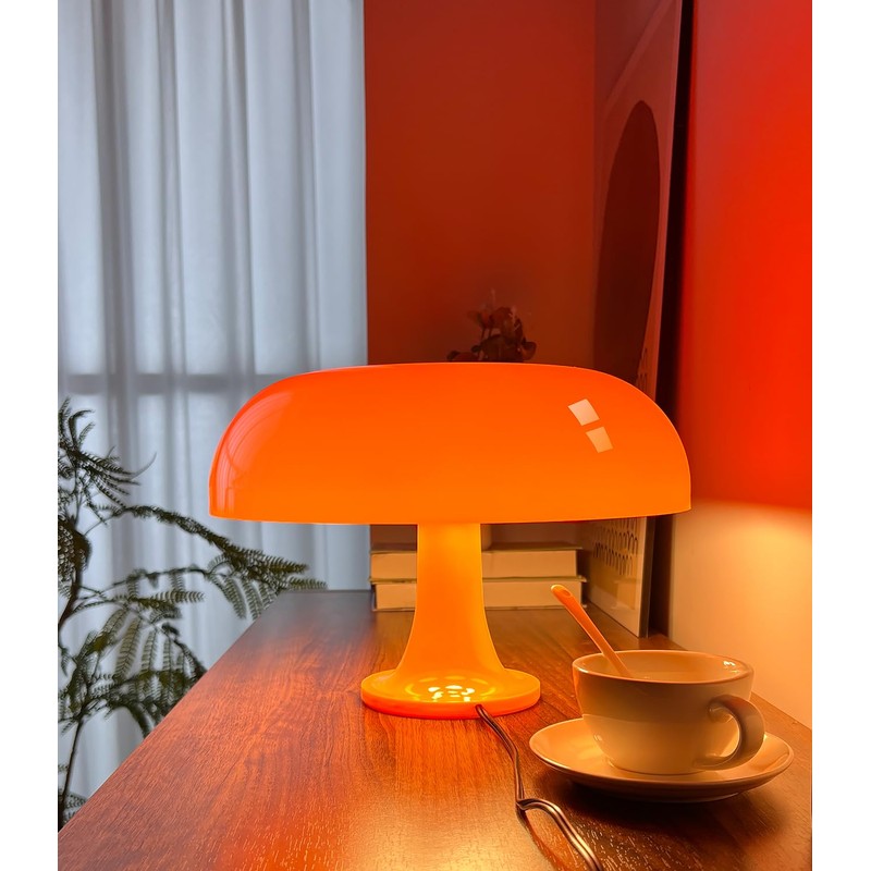 Anykonio Orange Mushroom Lamp, Mid Century Modern Table Lamp for