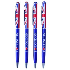Souvenirs 4 Pieces I love London Pens British Beautiful Union Jack Pen Set of 4 x UK London England Gift Pens