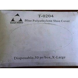 TOTAL MRO T-0204 BLUE POLYETHYLENE SHOE COVERS, 50 PR/BOX, X-LARGE