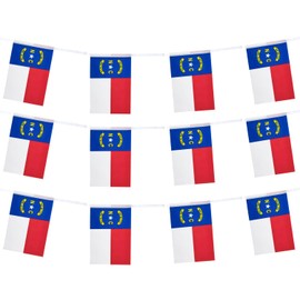 GentleGirl American USA North Carolina Flags Banner String Small Mini US North Carolina State Pennant Hangings Flag,U.S. States Party Outdoor Yard Decorative(100 Feet 76 Flag)