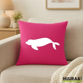 Huuraa Sofakissenbezug Robbe Silhouette Geschenk 40x40cm Fuchsia Baumwolle Robbe Geschenkidee