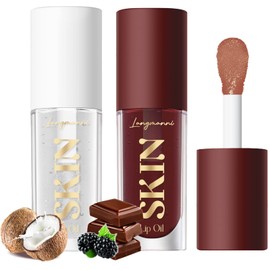 LANGMANNI Moisturizing Lip Oil,No-Sticky Lip Gloss Lip Balm Lip Care,Fruit Flavoured Lip Oil For Dry Lip's Moisturizing Hydrating And Nourishing ((Chocolate+Coco))