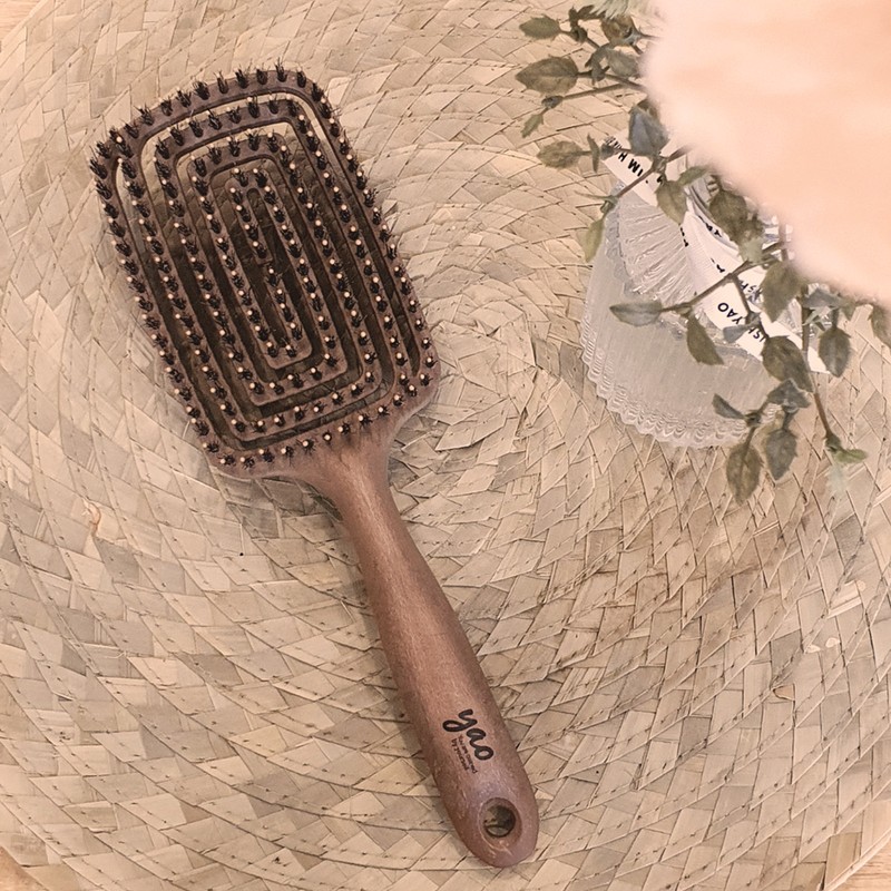 Yao Hairbrush [Wood Square Boa] Root volume pig hair comb,