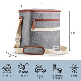 Foundry by Fit+Fresh, 12-Can Soft Cooler Bag Insulated Leak Proof, Insulated Soft Cooler Bag, Portable Soft Cooler, Soft Cooler Leakproof, Large Soft Cooler, Soft Sided Cooler Bag, Travel Cooler