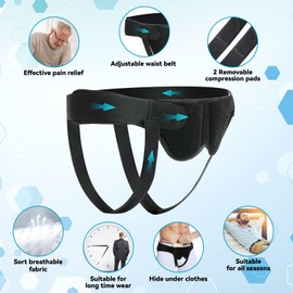 LAFUYSO Hernia Belt for Men - Support Truss for Single/Double Inguinal or Sports Hernia - Adjustable Waist Strap with 2 Removable Compression Pads - Breathable and Comfortable
