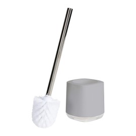 Bath Bliss Luxury Toilet Brush and Holder Set | Bathroom Cleaning | 360 Degree Brush | Short Design | Décor | Stainless Steel | Grey