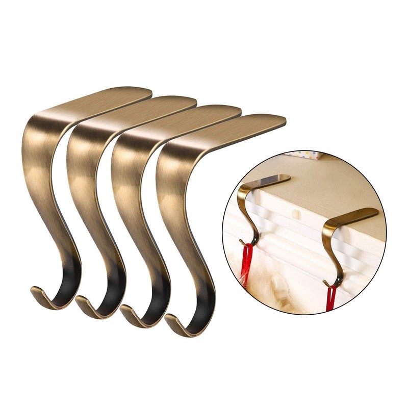 perfeclan 4Pcs Christmas Stocking Holders, Stocking Hangers, Christmas Fireplace Hooks