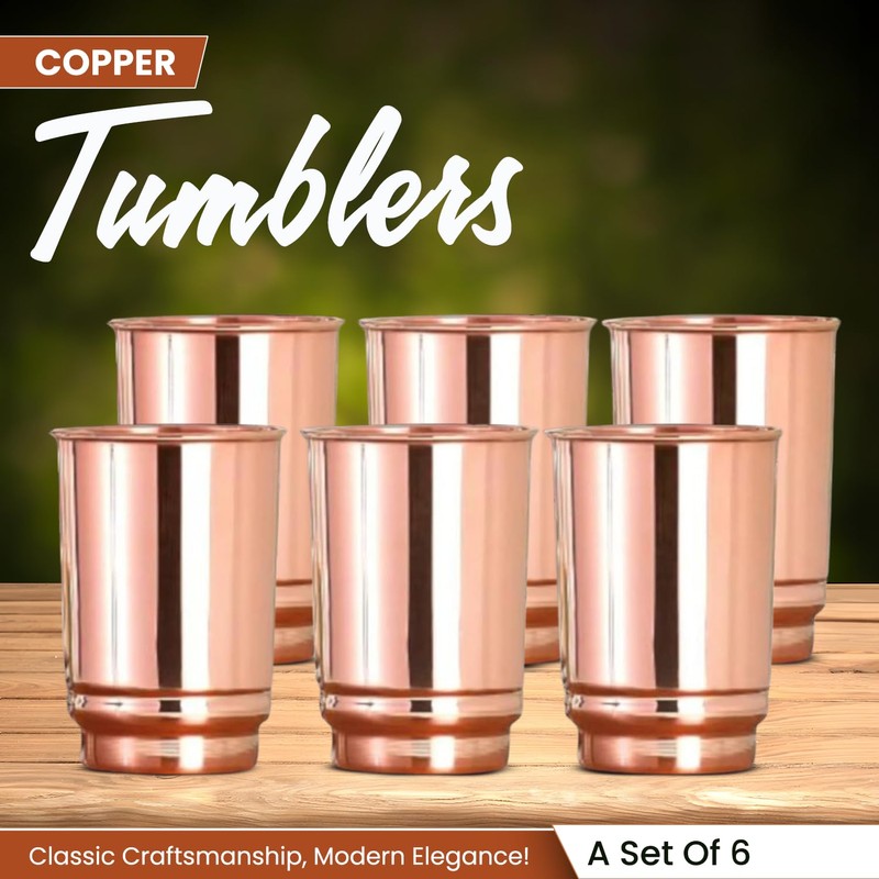 2activelife Pure Copper Cups Set of 6, Gift Set 100%