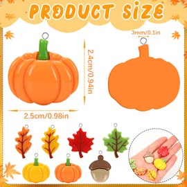 Augshy 64 Pcs Fall Resin Charm, Autumn Maple Leaf Pumpkin Acorn Pendant Thanksgiving Crafts for DIY Earring Bracelet Necklace Jewelry Making