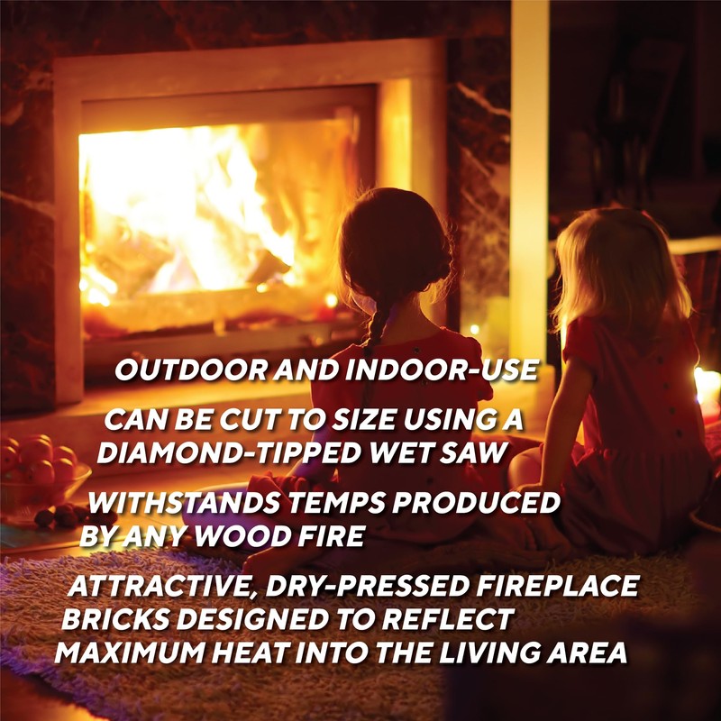 Rutland Fire Bricks for Wood-Burning Fireplaces & Woodstoves, Red, Case