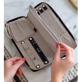 Estuche Organizador de Joyas de Viaje - para Collares sin Enredos, Aretes, Anillos, Almacenamiento de Pulseras, Artículos Esenciales de Viaje, Bolsas de Viaje Portátiles de Moda para Mujeres