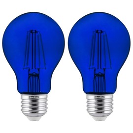 Sunlite 81080 LED Colored Filament A19 Light Bulb, 4.5 Watts, Medium E26 Base, 120 Volts, Transparent Blue, Dimmable, 320 Degree Beam Angle, UL Listed, 2 Count