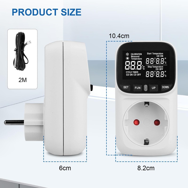 Digital Temperature Controller Socket 230 V with Sensor Temperature Controller