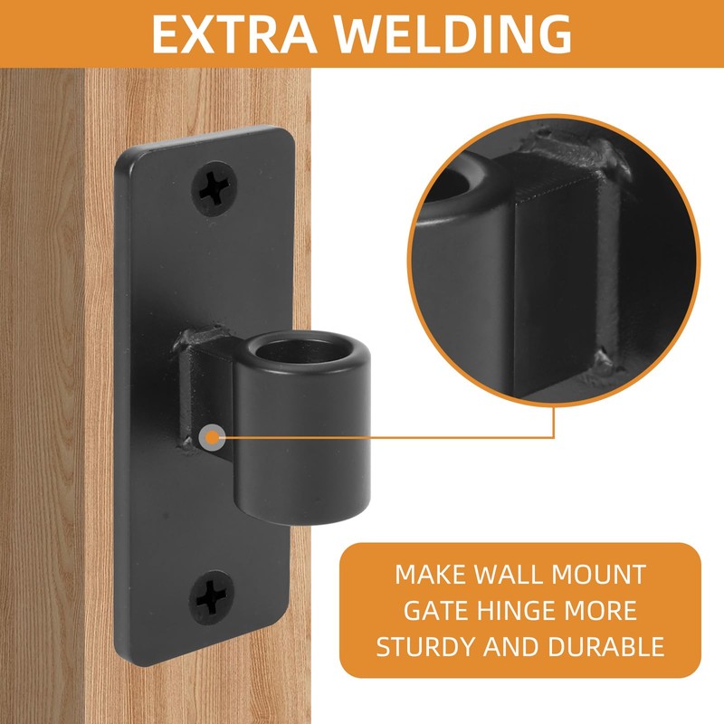 2 Pack Heavy Duty Gate Hinges Black Wall Mount Gate