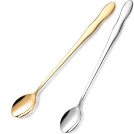 2 PCS Long Coffee Spoons,7.8 Inch Coffee Stirrers,Ice Tea Spoons,Stainless Steel Iced Tea Spoon for Coffee Bar Accessories Tea Mixing Cocktail Stirring Coffee Milkshake Cold Drink (7.8 inch)