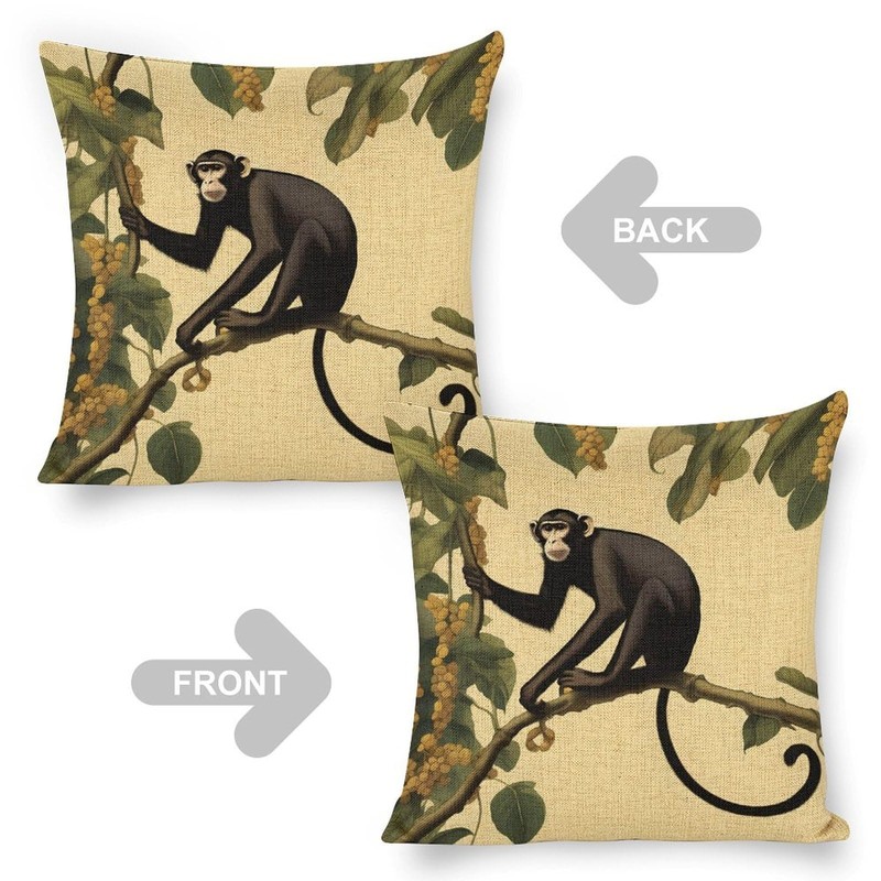 santanu Black Monkey with Long Tail Animal Pillow Covers Invisible