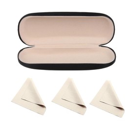 Tixhumiy Hard Shell Eyeglasses Cases, Durable Eyeglass CasesStorage for Lightweight Travel Friendly (black 1 Eyeglass Cases， 3 cleaning cloth)