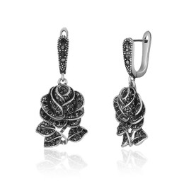 Mytys Cable Link Drop Earrings for Women Designer Brand Unique Two Tone Dangle Earring Jewelry Gift (rose black)