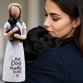 AcowSpt Dog Mom Gifts for Women, Dog Lovers Gifts for Women, Gift for Dogs Lovers, Loss of Pet Sympathy Gift Dogs, Sculpted Hand-Painted Figurine (Black)