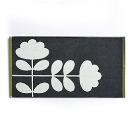 Orla Kiely 100% Cotton Bath Towel with Handle 50cm x 90cm Moss and Charcoal