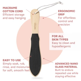 Valneo Callus Remover with Nano Glass Surface - Gentle and Effective Removal of Callus on the Foot - Callus Planer with Wooden Handle - Foot Care Callus File Callus Rasp