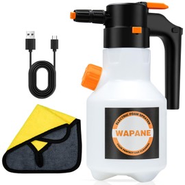 WAPANE Electric Car Foam Sprayer 0.5Gal/2L, Battery Powered Car Wash Foam Gun, Rechargeable Car Wash Foam Sprayer, Orange Cordless Electric Foam Sprayer for Car Cleaning Vehicle Car＆Graden