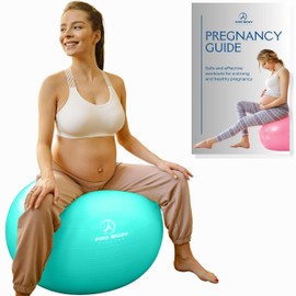 ProBody Pilates Birthing Ball - Pregnancy Ball Exercise for Labor with Book, Yoga Ball for Pregnancy Targeting Prenatal and Postnatal Exercise, Birth Ball for Pregnancy (Aqua, 65 cm: 5'1" - 5'10")