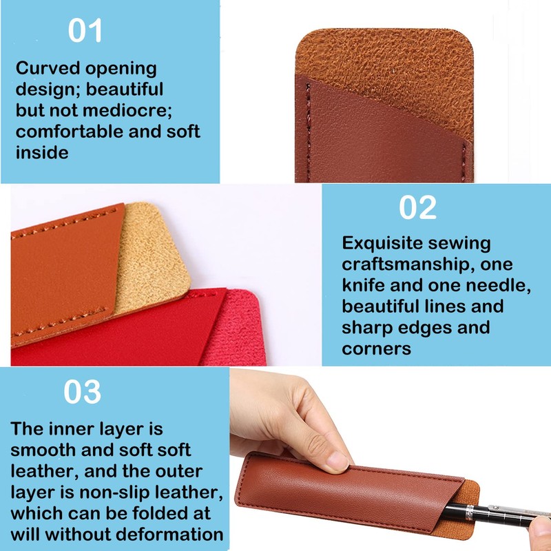 MEISO 12 Pcs Soft PU Leather Single Pen Case Holder,