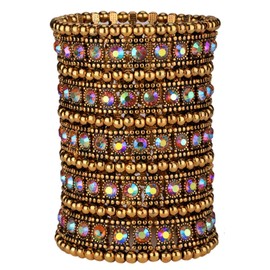 YACQ Jewelry Women's Multilayer Crystal Stretch Bracelet 5 Row