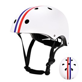 HXWY Adjustable Kids Bike Helmet for Boys Girls Toddler, CPSC Safety Certified Protective White Stripe Helmets for Multi-Sports Skateboard Scooter Cycling Skating Rollerblading (Small)