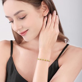 Bracelets for Women Sterling Silver Created Gemstone Tennis Bracelet Sparkling Cubic Zirconia CZ Birthstone Bracelets Charm Anniversary Birthday Jewelry Gifts for Women Girls 7 Inches, no gemstone