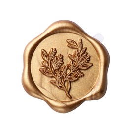 Mogokoyo 100Pcs Wax Seal Stickers, 1.14inch/29mm Antique Gold Envelope Seal Stickers, Eucalyptus Leaves Vintage Wedding Invitation Stickers for Valentine's Day Birthday Christmas Party Supply