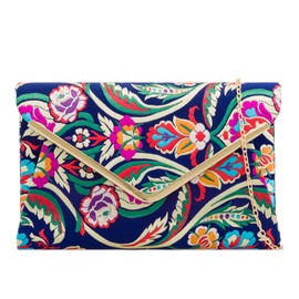 LeahWard Women's Floral Clutch Bags Party Wedding Evening Handbag 158 (Navy Clutch)