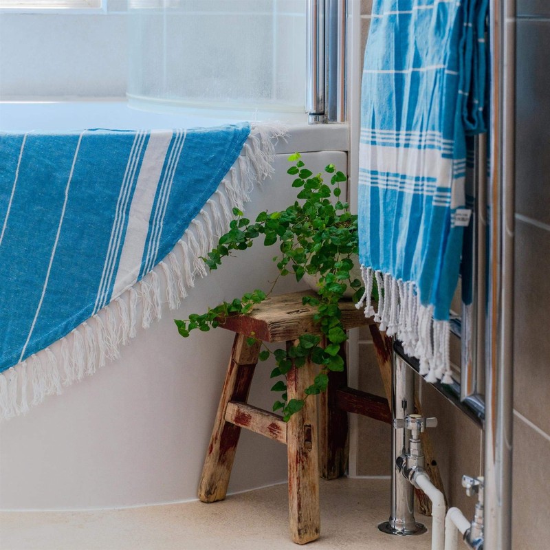 Nicola Spring Turkish Cotton Beach Towel - Light Blue -