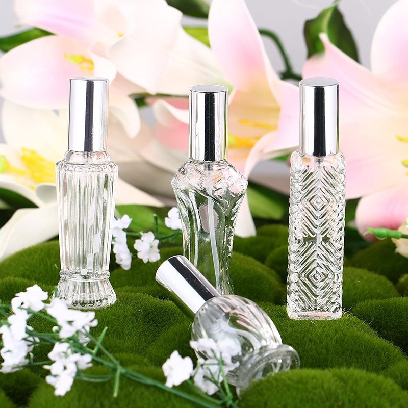 H&D 4 Stück Vintage nachfüllbare Parfümflaschen Glas Leere Sprühflasche Hochzeit