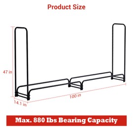 GarveeLife 8.5 FT Outdoor Firewood Rack With Cover, 1/2 Cord of Firewood, Heavy Duty Firewood Holder & Waterproof Cover for Fireplace, Patio, Log Storage Rack for Firewood Outdoor Indoor