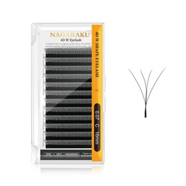 NAGARAKU W Eyelash Extensions Premade Volume Fans 0.07mm 4D Cluster C Curl 16mm 12 Rows/Tray pre Fanned Matte Black Clover W-shaped False Eye Lashes