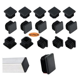 16 Pack Square Plastic Plugs, 1" Inch Insert End Caps for Square Tubing Post, Black Chair Leg Caps for Metal Tubing, Fence, Square tubing end caps, Chair Glide Floor Protectors