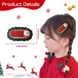 Christmas Hand Knitted Hair Clips for Women Girls Hair Accessories Xmas Cute Hair Barrettes Santa Claus Christmas Tree Hairpin for Hair Styling 2Pcs