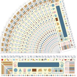 36 Pcs Self Adhesive Name Tags Students Desks Name Plates Multipurpose Manuscript Nameplates with Multiplication Fractions Alphabet Left/Right Place Value for Back to School Supplies 14 x 4Inch(Boho)