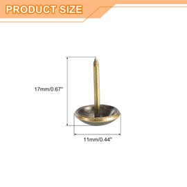 uxcell Upholstery Tacks Nail Pins Furniture, 50Pcs 11x17mm Thumb Tack Pins Assortment Kit Carbon Steel for Home Sofa DIY Decorative Nail Heads Nails, Yellow Bronze
