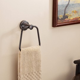 WOLIBEER Bronze Hand Towel Ring, Bath Towel Holder Oil Rubbed, Bathroom Towel Hanger Wall Mounted Farmhouse Rustic ORB Stainless Steel