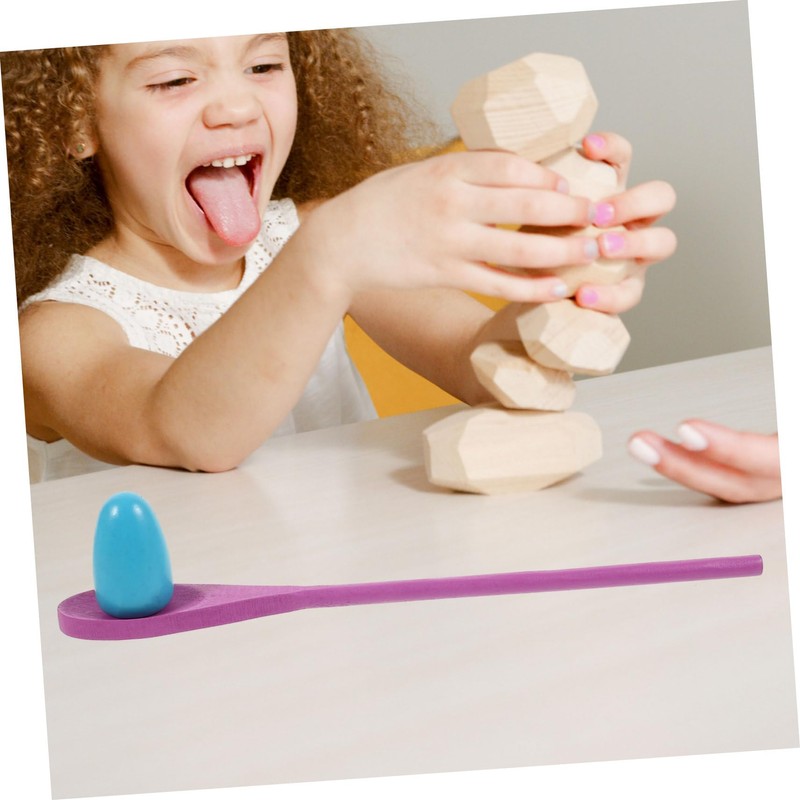 Kisangel 6 Sets Balance Game Egg Spoon Race Wooden Sensory
