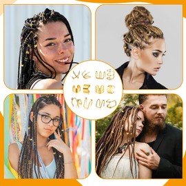 24Pcs Hair Accessories Loc Jewelry Adjustable Hair Rings Non-piercing Ear Clip Hair Dreadlocks Hair Cuff Metal Alloy Braid Clips Hair Charms for Men Women Most Hairstyles Braids (Gold 6Style)