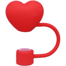 Red Straw Cover Love Heart Straw Cover Silicone Straws Cover Reusable Dust-proof Cute 30/40oz Tumbler Straws Tip Plug Topper Protector Cup Accessories (9-10mm)