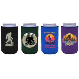 Bigfoot Funny Can Coolie Designs 4 Pack