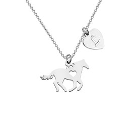 CHOORO Girls Horse Necklace Dainty Horse Jewelry Initial Necklace Kids Heart Initial Necklace Horse Gifts for Teen Girls Horse Lovers (L Horse -Necklace)