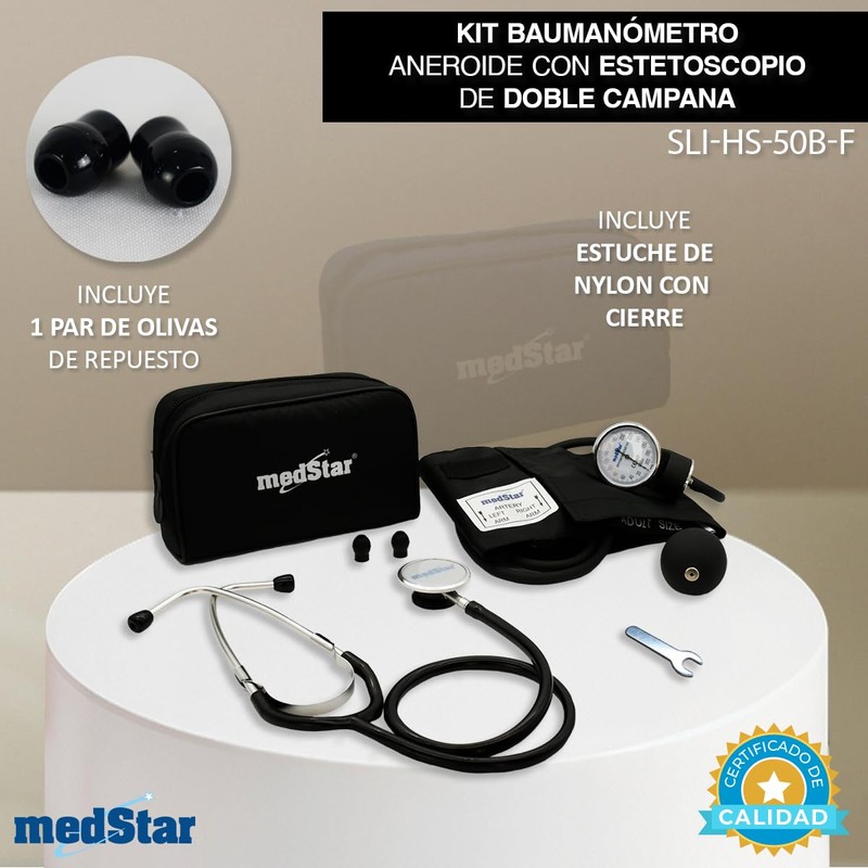 Medstar Baumanometro Aneroide Medstar Kit con Estetoscopio de Doble Campana